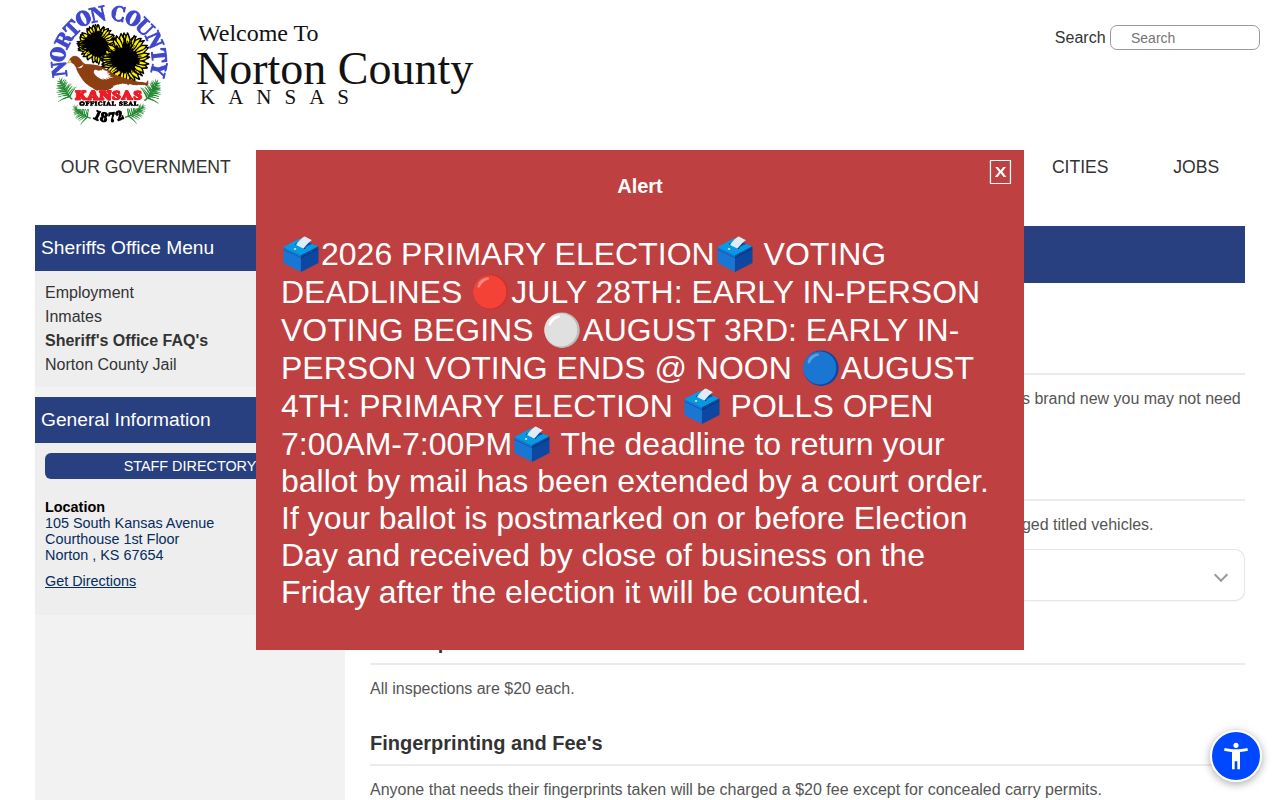 Norton County sheriff VINE inmate check and KASPER links